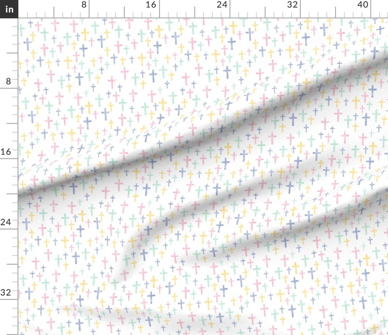 Watercolor Easter Cross Christian Pastel Religious Pink Blue Yellow Custom Printed Fabric by Spoonflower Various Fabrics by the Yard or Fat Quarter